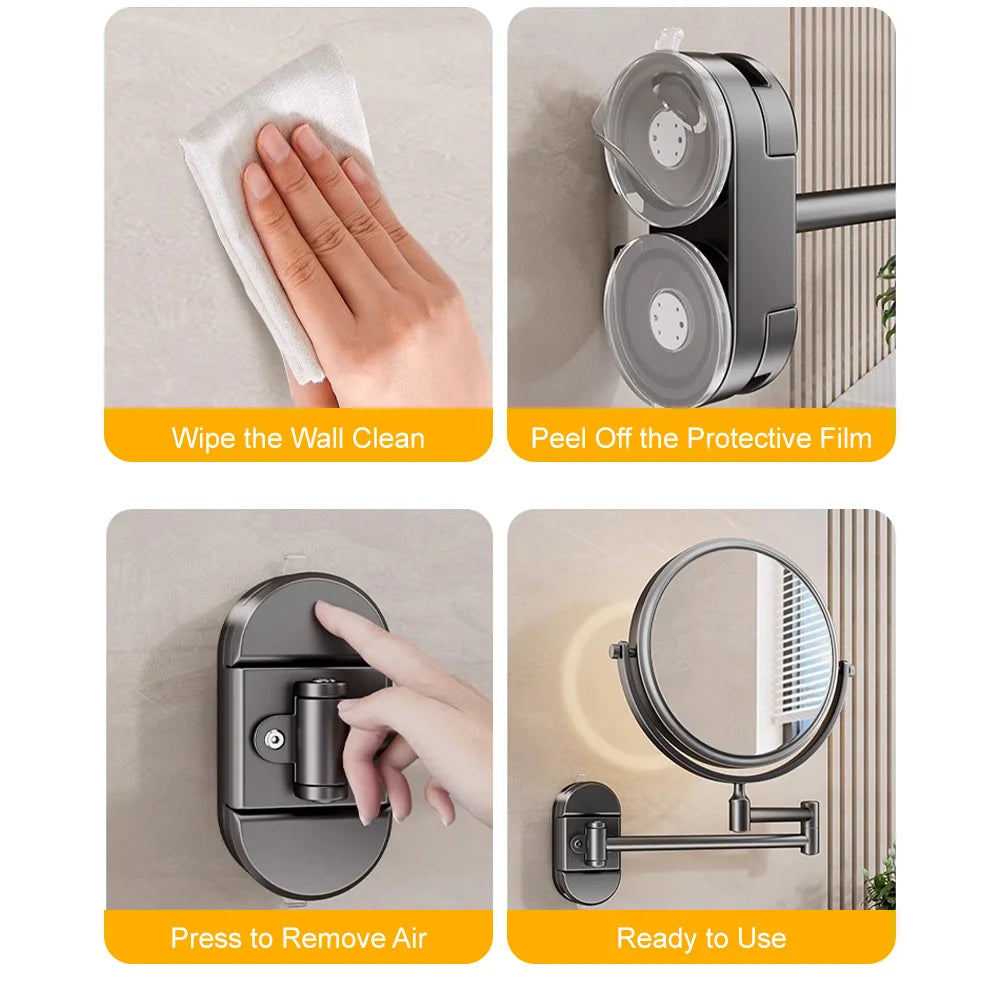 8'' Wall Mounted Mirror Bathroom Makeup Mirror Folding Double Sided Bathroom Rotatable Makeup Mirror For Home Barbershop Hotel