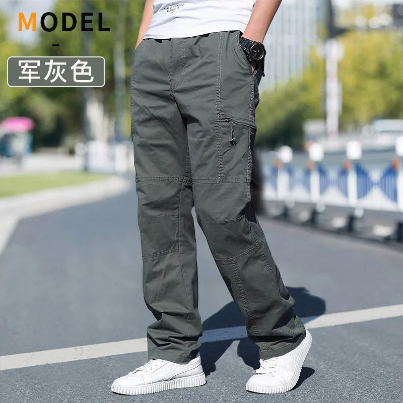 Men's Cargo Pants Loose Straight Pants Plus Size Clothing Work Wear Korean Japanese Joggers Homme Sports Cotton Casual Trousers