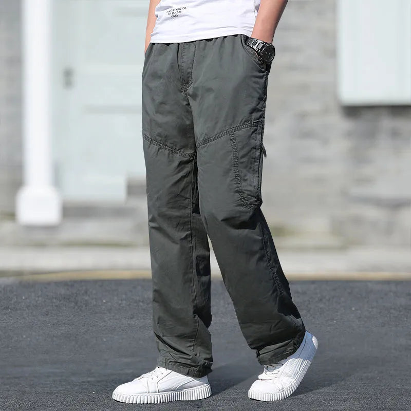 Men's Cargo Pants Loose Straight Pants Plus Size Clothing Work Wear Korean Japanese Joggers Homme Sports Cotton Casual Trousers