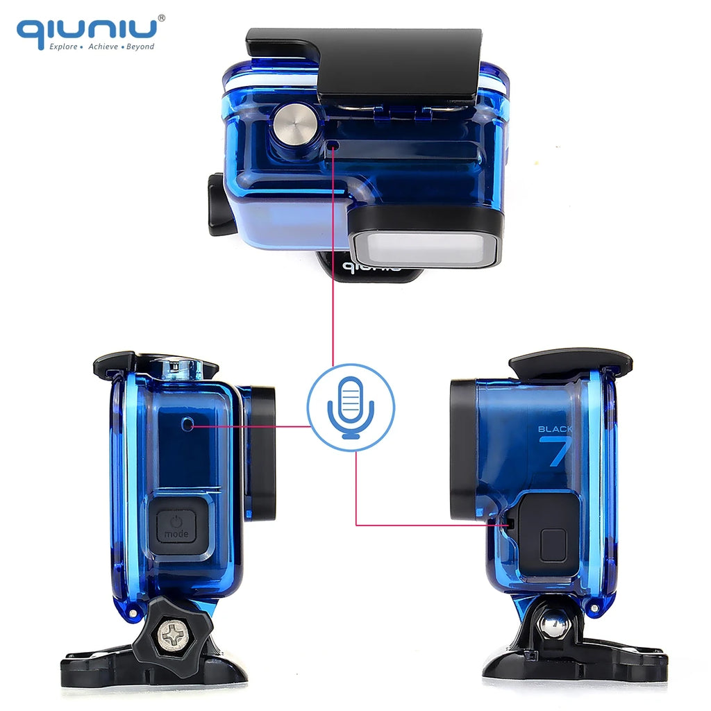 QIUNIU For GoPro Hero 7/6/5 Black Protective Skeleton Housing Shell Side Open Case Cover for Go Pro 5 6 7 Black Case Accessories