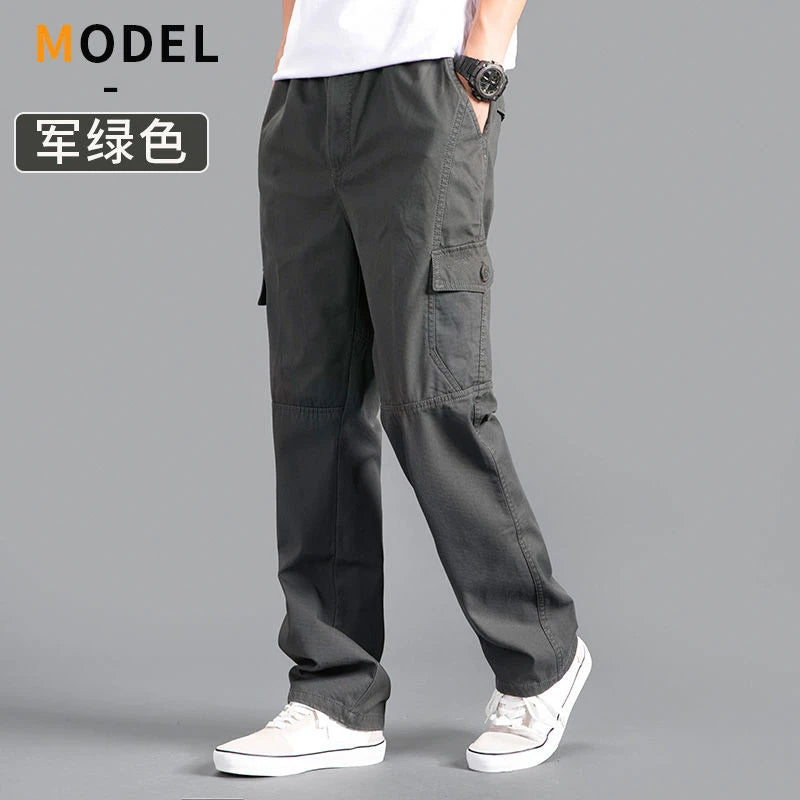 Men's Cargo Pants Loose Straight Pants Plus Size Clothing Work Wear Korean Japanese Joggers Homme Sports Cotton Casual Trousers