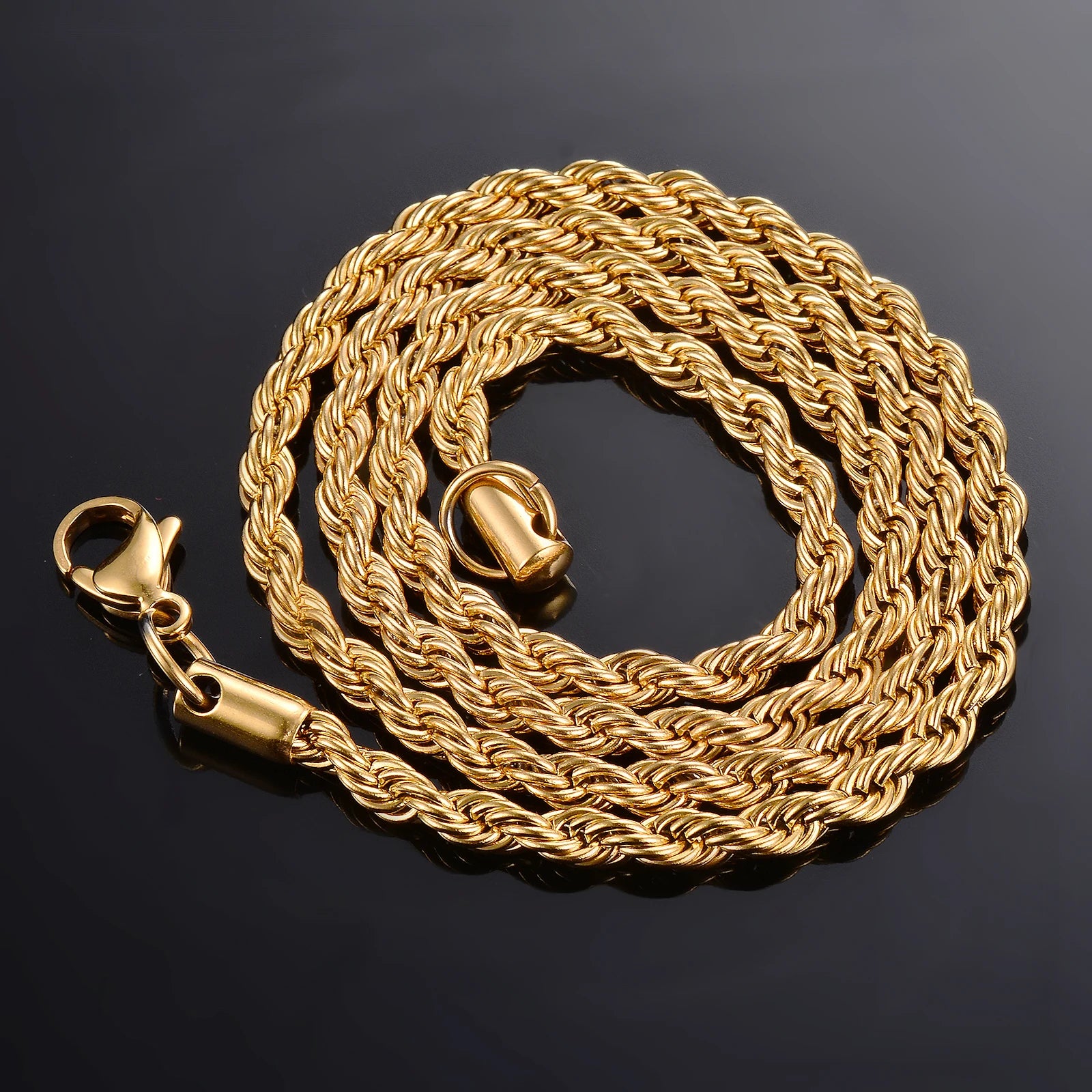 1 piece Gold Color Width 2mm/2.5mm/3mm/4mm/5mm/6mm Rope Chain Necklace/Bracelet For Men Women Stainless Steel Chain Necklace