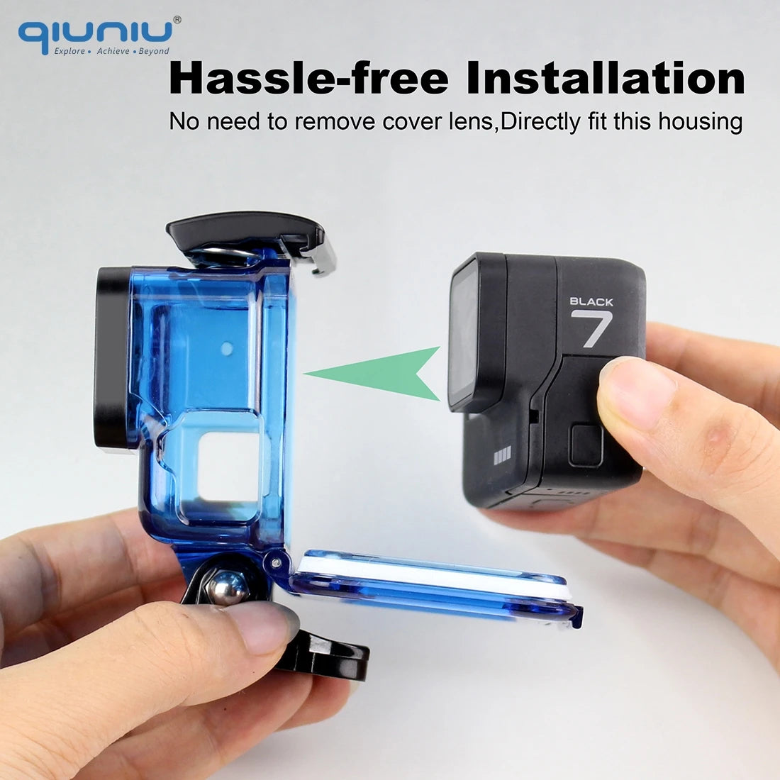 QIUNIU For GoPro Hero 7/6/5 Black Protective Skeleton Housing Shell Side Open Case Cover for Go Pro 5 6 7 Black Case Accessories