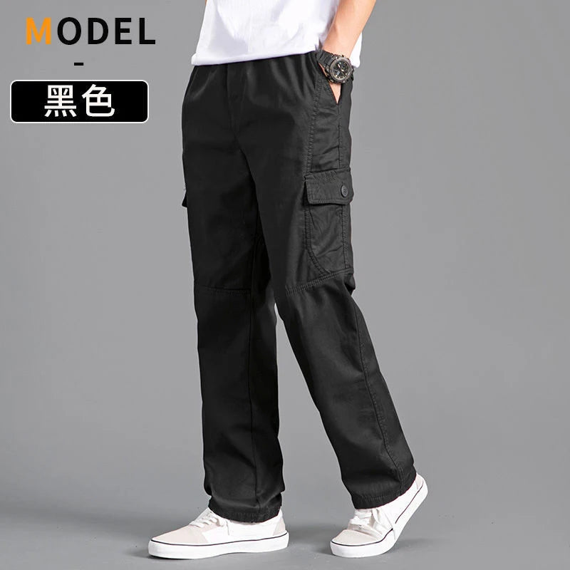 Men's Cargo Pants Loose Straight Pants Plus Size Clothing Work Wear Korean Japanese Joggers Homme Sports Cotton Casual Trousers