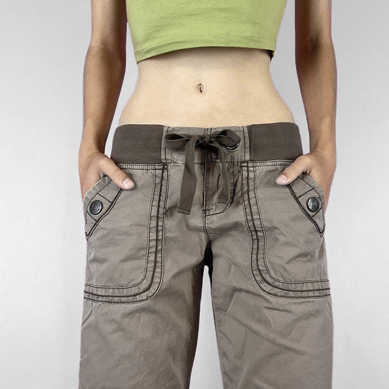 2000s Clothes Y2k Low Rise Boot Cut Jeans Woman Casual Black Striped Denim Trousers Streetwear Flare Pants P77-DD25