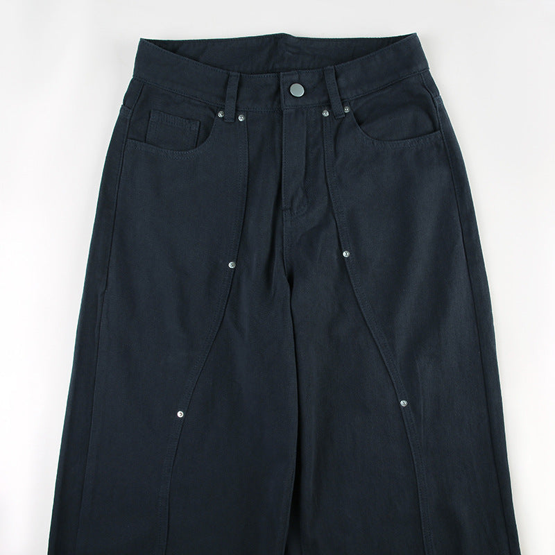 2000s Clothes Y2k Low Rise Boot Cut Jeans Woman Casual Black Striped Denim Trousers Streetwear Flare Pants P77-DD25