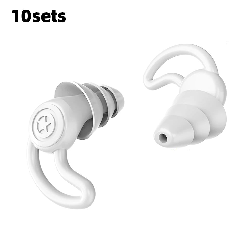 HUAK 3 Layer Ear  Work & Swim Silicone Earplugs – Noise Protection for Factories  Waterproof for Pools, Comfortable All Shift