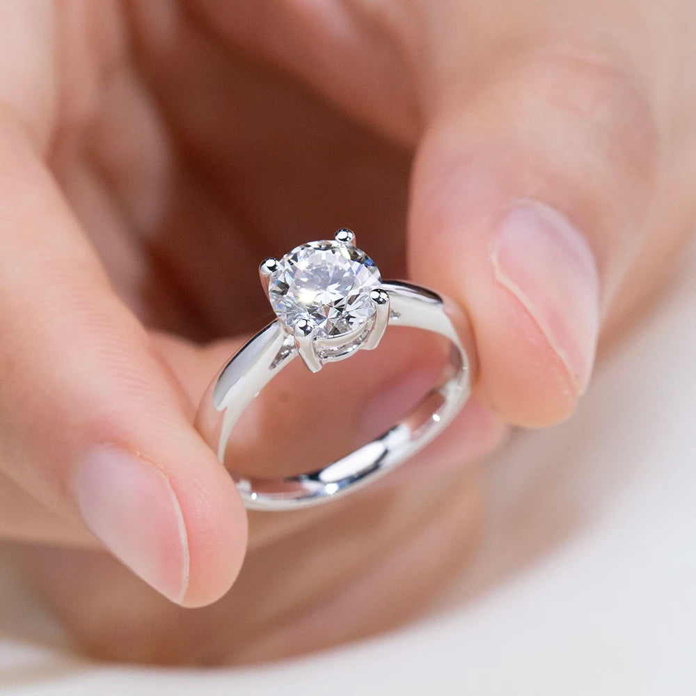 18K Real Gold PT950 Rings Round Lab Grown Diamond With IGI Certificate Ring For Woman Girls In Stock MSR-371