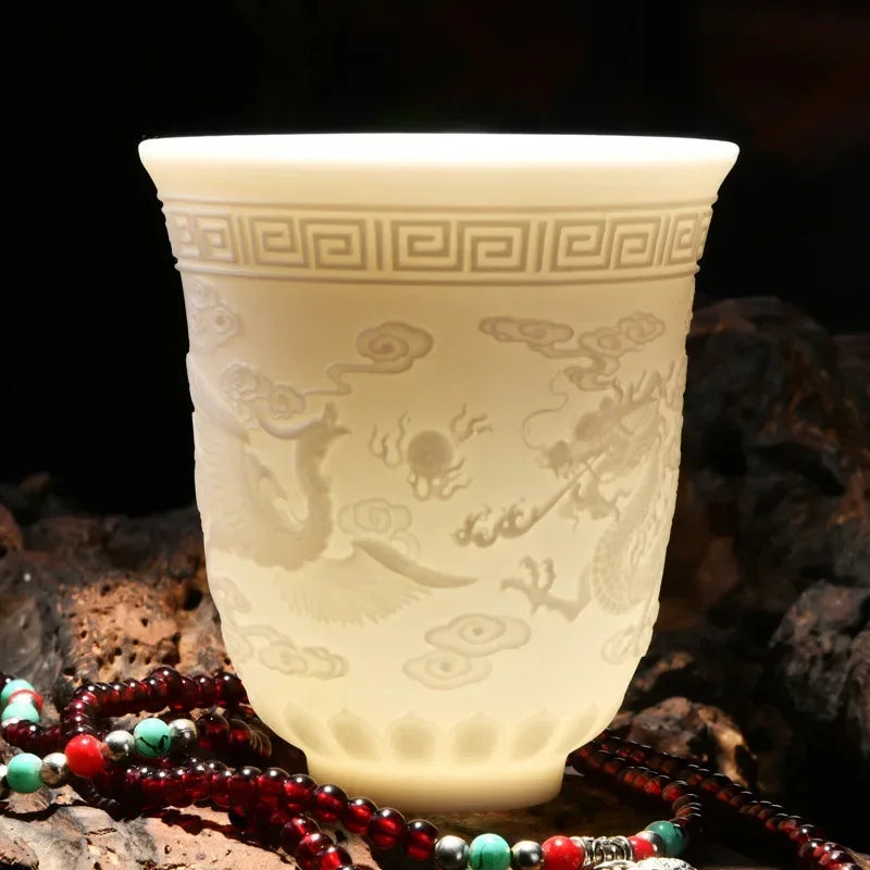 Chinese white porcelain cup goat fat jade Tea set ceramic host cup sample Kung Fu tea cup