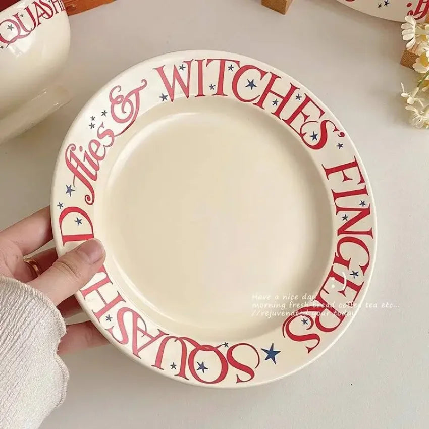 Party Red Design Dinner Set Plates European Style Elegant Round Plates Dinner Sets Ceramic Luxury Vaisselle Kitchen Dishes