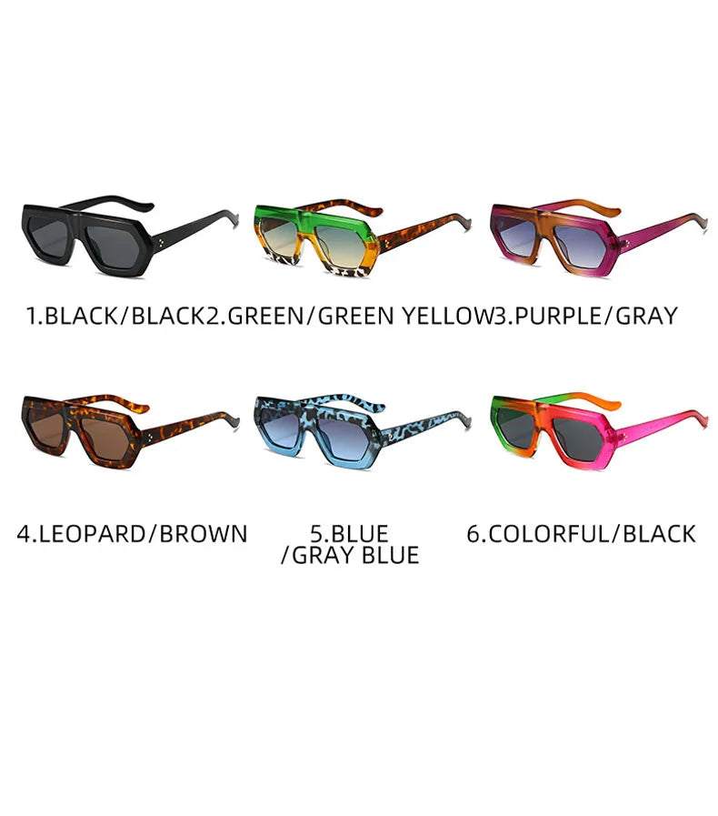 Irregular Sunglasses Sunglasses Ins Travel Street Shooting Colored Sunglasses Female Punk Style Rectangular Leopard Print Outdoo