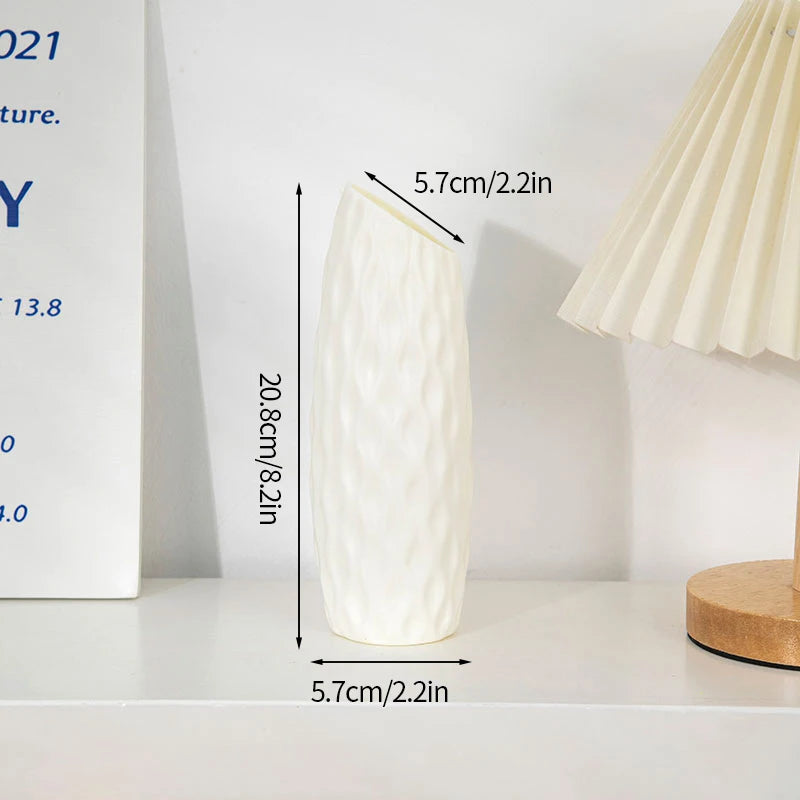 Modern Flower Vase Plastic Plants Pot White Imitation Ceramic Flower Vases Flower Arrangement Home Living Room Wedding Decor