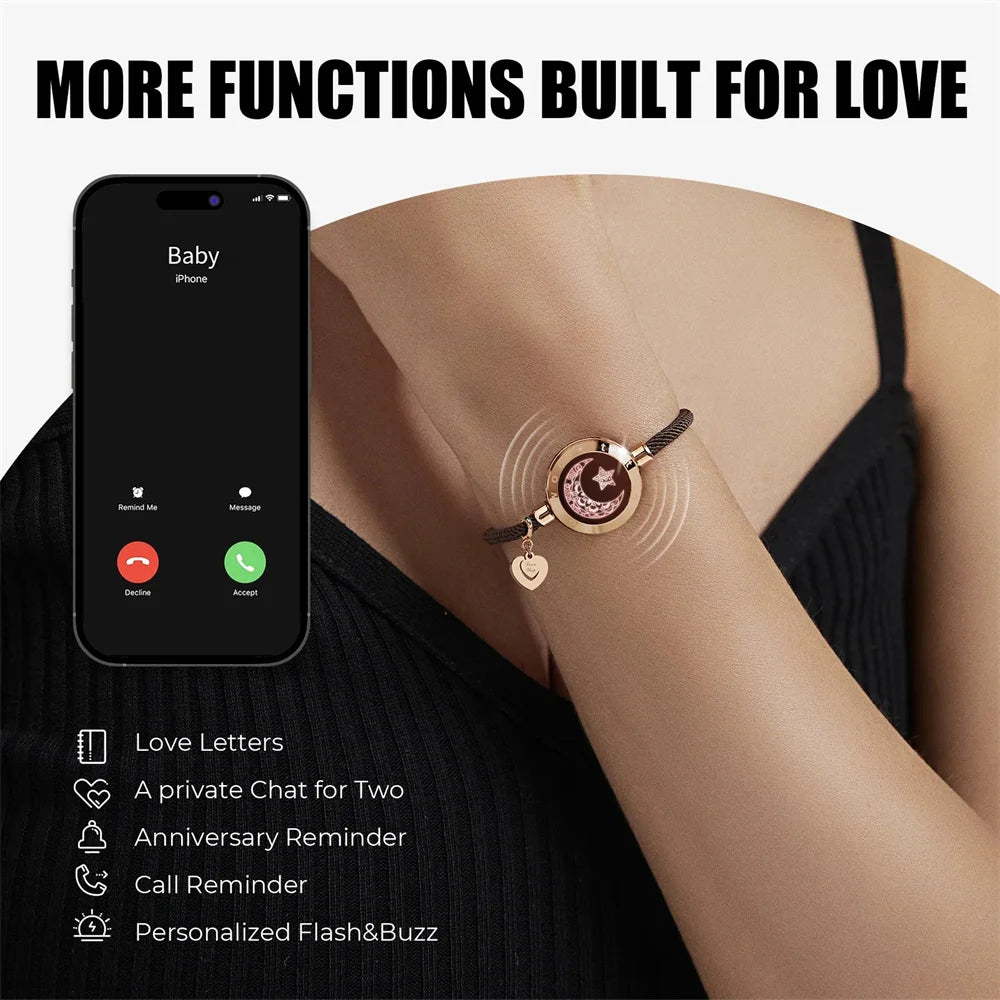 TOTWOO Long Distance Touch Bracelets for Lover ,Light up&Vibration Relationship Gifts for Lovers Smart Jewelry Love Bracelets