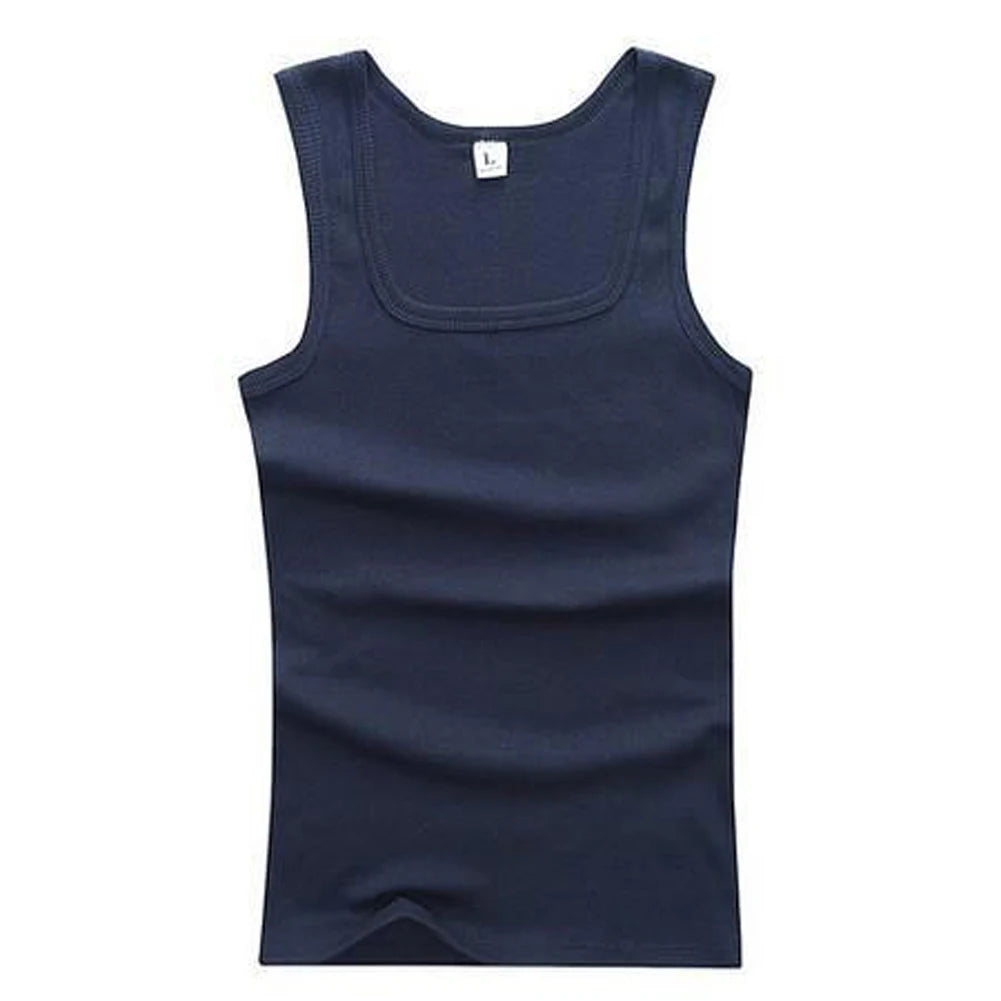 Men's Close-fitting Vest Cotton Tank Top Men Fitness Elastic Casual O-neck Breathable Bodybuilding Sleeveless Vest Male Tanks
