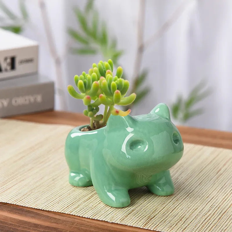 Creative Ceramic Mini Flowerpot Succulent Planter Flower Pot with Hole Cute Green Plants Planter Home Garden Decoration outdoor