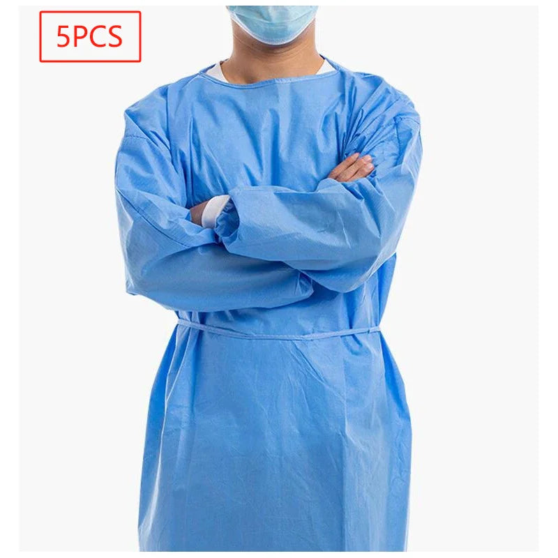 Disposable Non-Woven Protective hazardous Clothes Blue Thick Work Isolation Clothing Gown Dental Anti-oil Stain Nursing Gown
