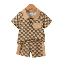 2PCS Clothing Set Children Fashion Gentleman Pocket Style Button Short Sleeve Top+Shorts Summer Outfit for Kids Boy 1-6 Years