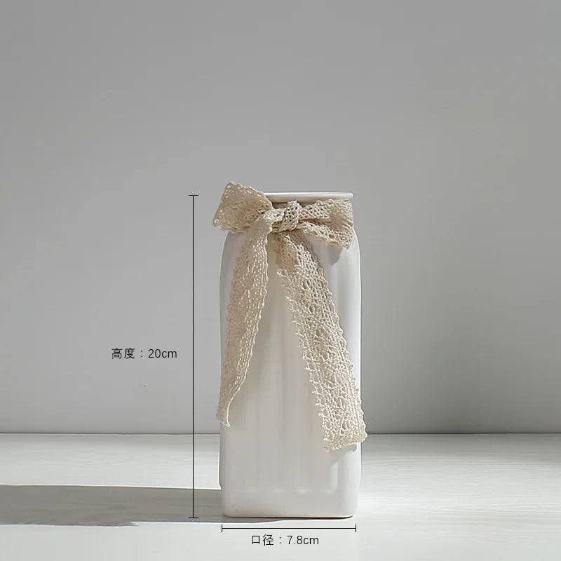 Literary White Fresh Dried Flower Vase Ceramic Hydroponic Flower Arrangement Device Starry Sky Living Room Modern Ornament Decor