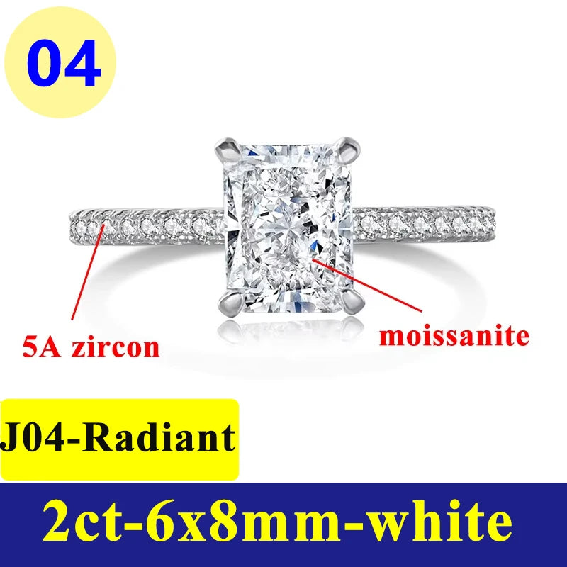 1-3CT Moissanite D Color VVS Diamond Women's Oval Radiant Ring S925 Silver Ring Plated White Gold Jewelry Rings for Women