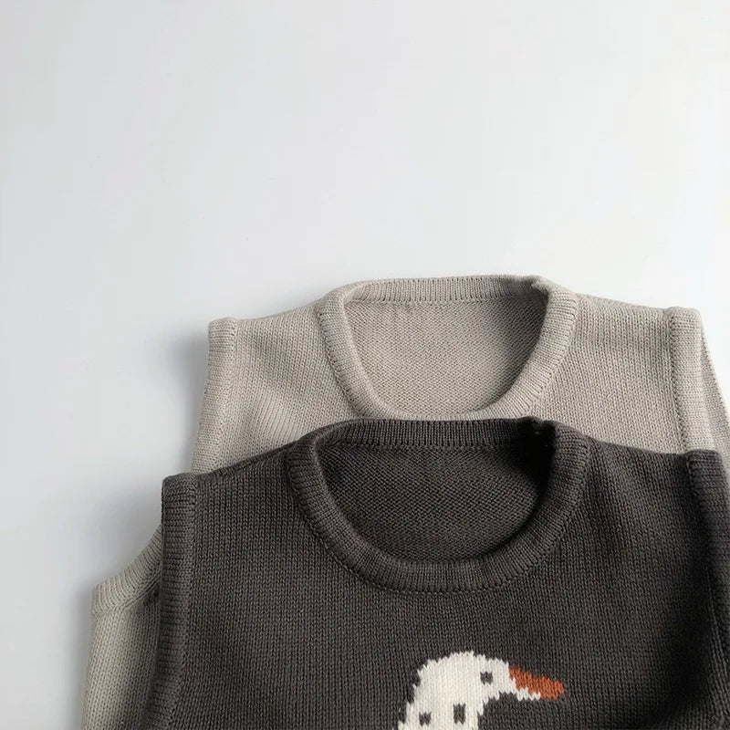 Children Sleeveless Sweater Toddler Kids Cotton Vest Coat Boys Knitted Waistcoat Girls Clothes Cartoon Tops Casual Outerwear