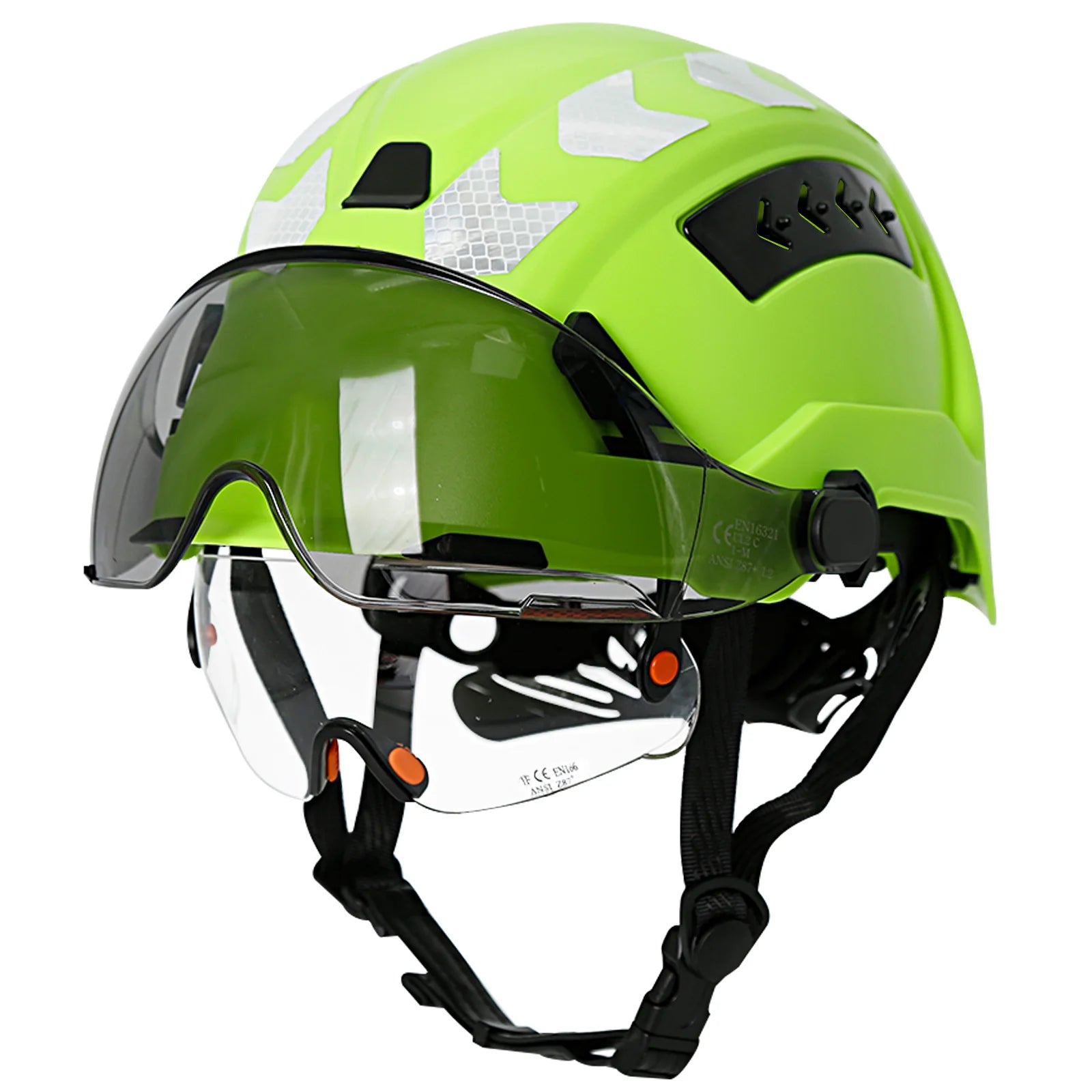 CE Construction Safety Helmet with Double Goggles Built-In Visors Reflective Stickers Hard Hat ANSI Industrial Work Engineer Cap