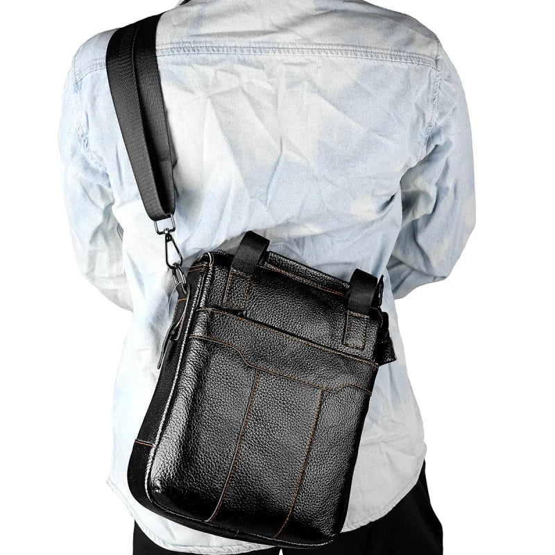 Fashion Men's Cow Leather Crossbody Bag Man Shoulder Bag Casual Male Top-handle ipad Bag For Men