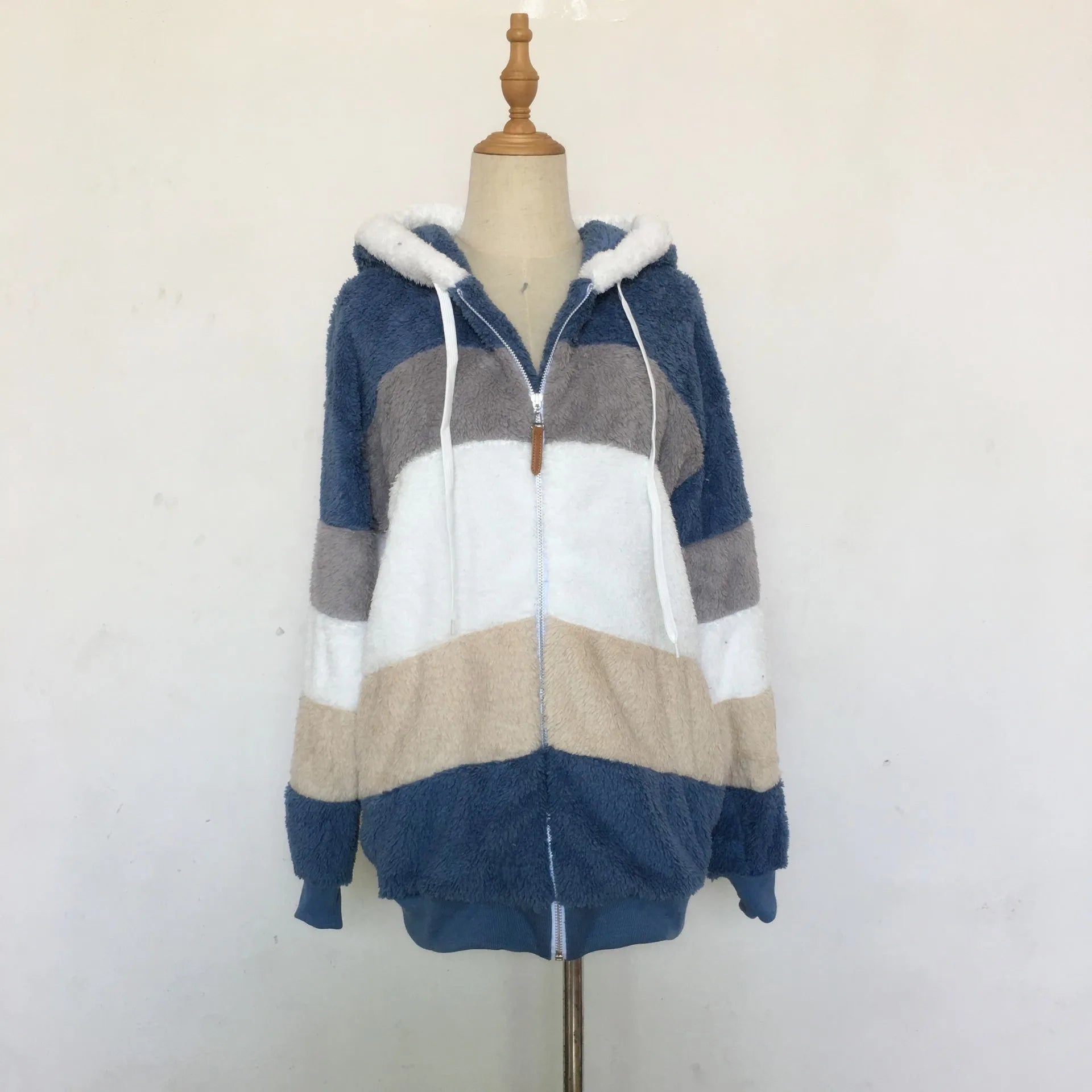 Women Oversized Plush Hoodie Coat Winter Outerwear Jacket With Pockets