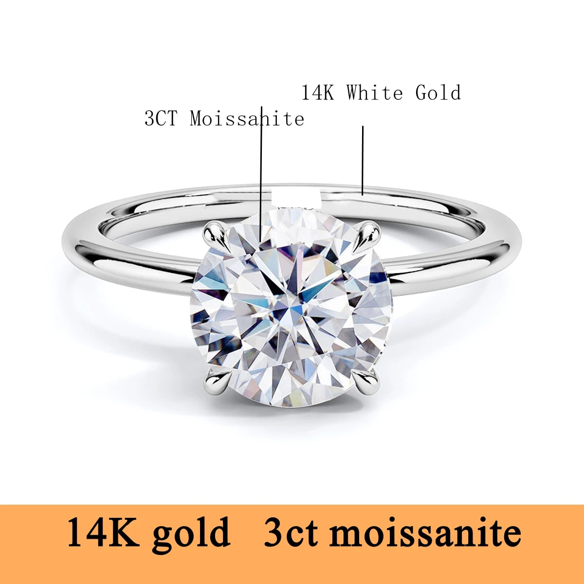 Real Gold 14K Moissanite Women's Ring Simplicity AU585 K Gold Diamond Wedding Band Bride Engagement Jewelry Mother Lovers Gift