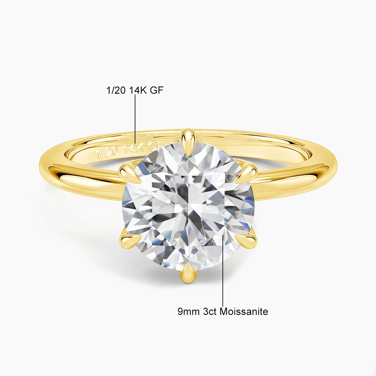 14K Gold Filled Wedding Band GRA Certified Moissanite Ring VVS1 Lab Diamond Solitaire Ring for Women Engagement Promise Jewelry