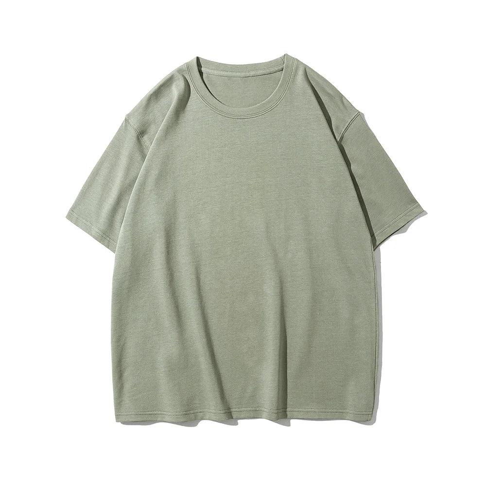 Oversized T-Shirt 9.9oz 280 Grams Heavy High Quality Short Sleeve Cotton Tee Solid Color Unisex Streetwear