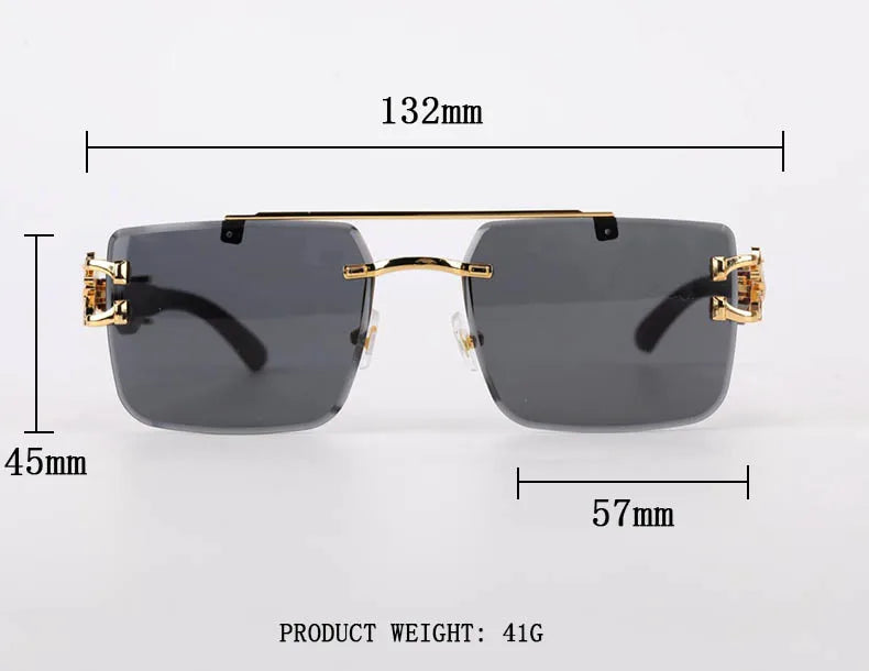 2024 Square Sunglasses For Men New Luxury Vintage Designer Rimless Sunglasses Women Trendy Fashion Glasses Gafas De Sol Hombre
