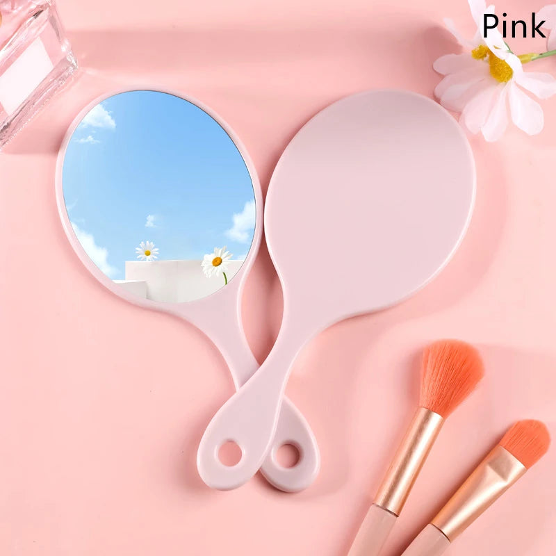 1Pc Portable Handheld round Makeup Mirror for Women with Handle Compact Vanity Mirror for SPA Salon Cosmetic Use