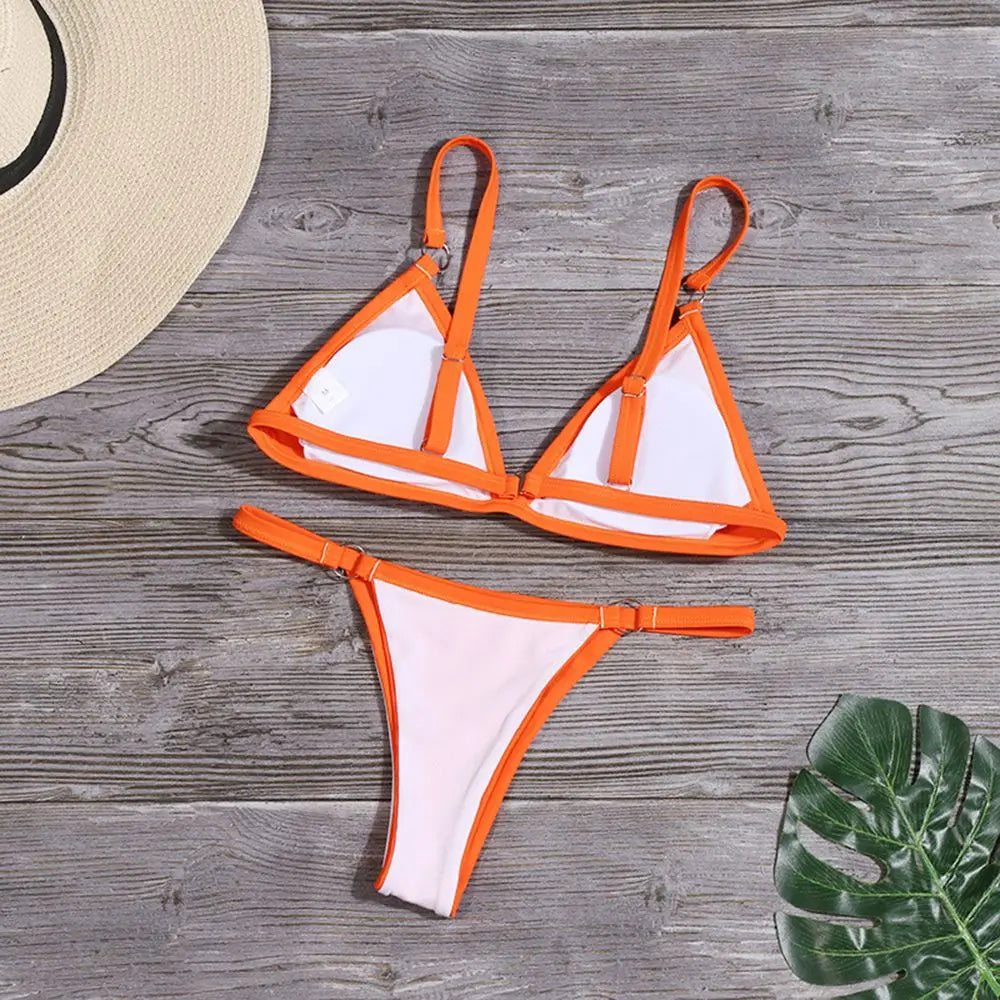 Metal Backless Bikini Set