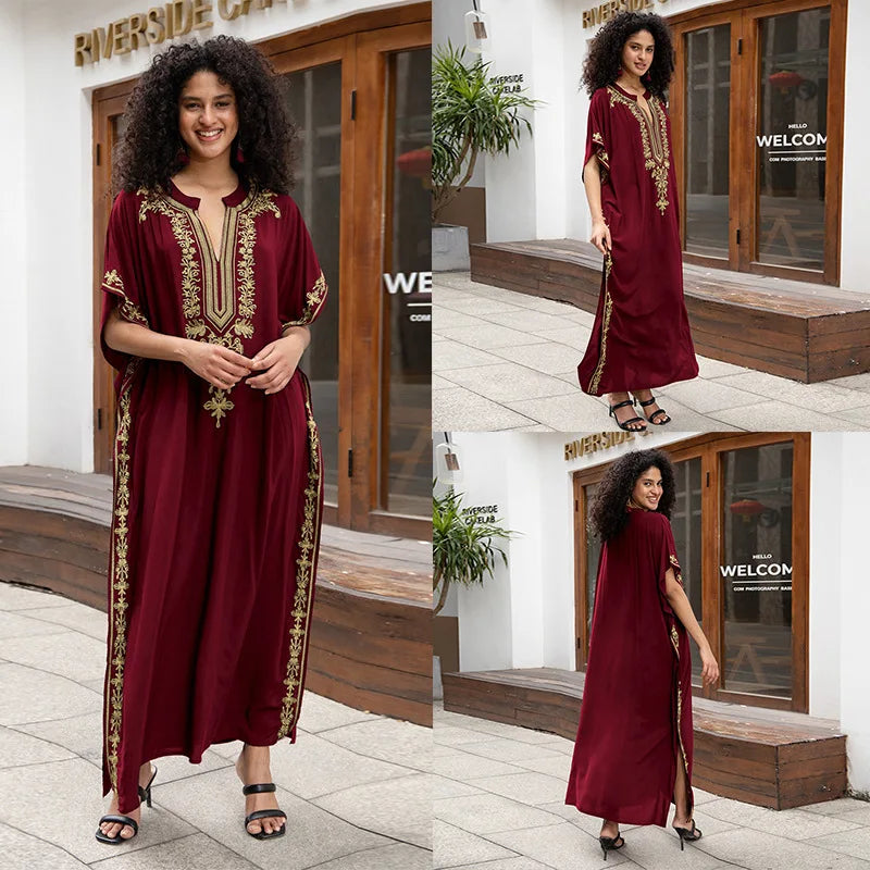 New Fashion European And American Cotton Embroidery Plus Size Long Dress Women's Beach Sun Protection Clothing Bikini Outerwear