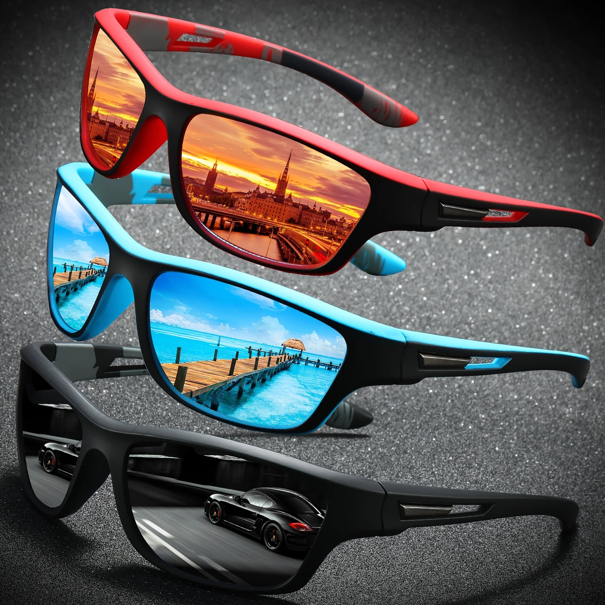 2/3PCS Brand New Men Sunglasses Polarized Sun Glasses Women UV400 Outdoor Baseball Softball Sport Eyewear Fishing Goggles