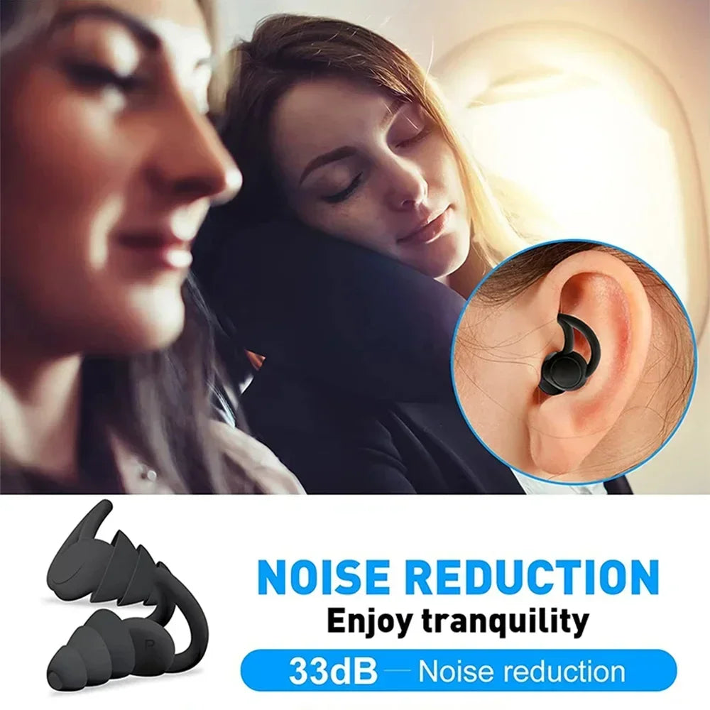 HUAK 3 Layer Ear  Work & Swim Silicone Earplugs – Noise Protection for Factories  Waterproof for Pools, Comfortable All Shift