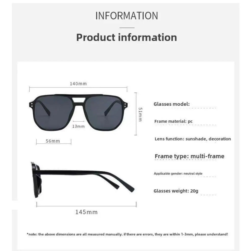 2025 New Trendy Women Sunglasses UV400 Sunshades Anti-Ultraviolet Unisex Eyeglasses Elegant Double Beam Pilot Lense