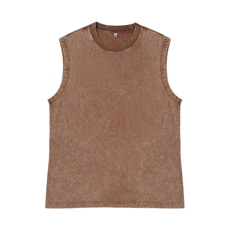 Harajuku Streetwear Men Korean Vintage Tank Top Fashion Casual Vest Loose Retro Sleeveless Shirt Hip Hop Tank Tops Man Clothing
