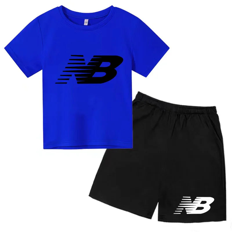 Children's Sports White T-shirts Short-sleeved Shirts and Shorts Sets for Boys Girls Clothing Suitable for Children Aged 3 to13