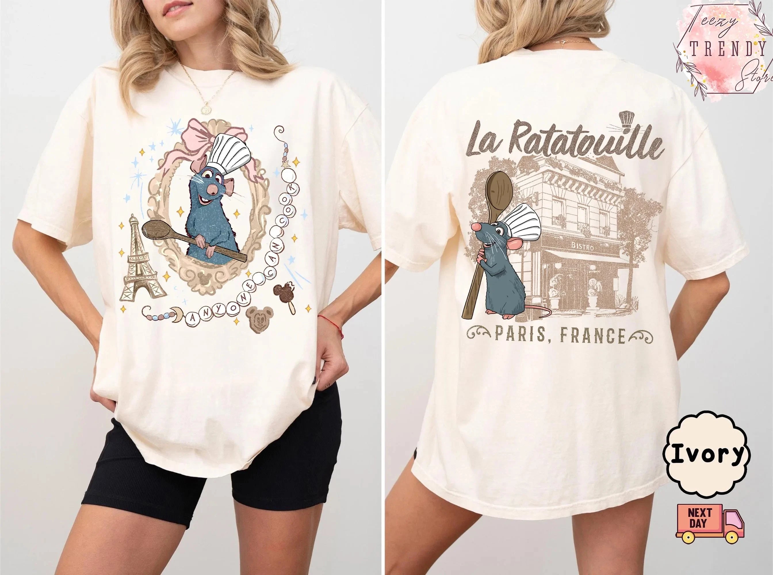 Disney Ratatouille Little Chef Remy Cotton T-shirt Paris Gusto Chef Shirt Kids Movie Character Apparel