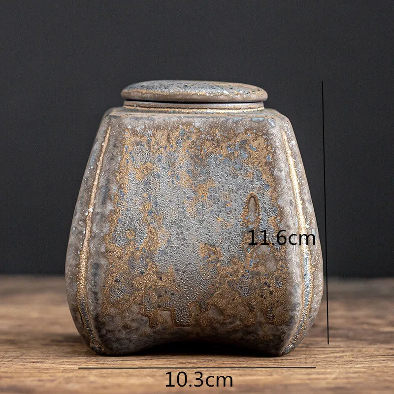 Vintage Stoneware Tea Caddy Ceramic Airtight Jar Storage Tea Cans Tea Box Storage Tank Tea Container Decorative Jar Sugar Bowl