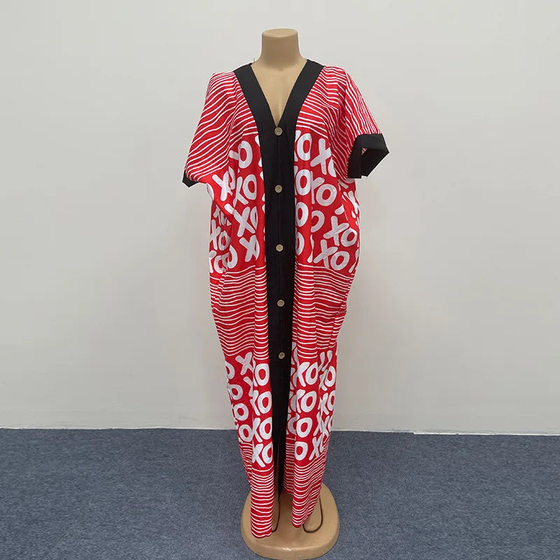 Summer African Polyester Party Evening Long Maxi Dress Kaftan Muslim Abaya Outfits Plus Size Dashiki African Dresses for Women