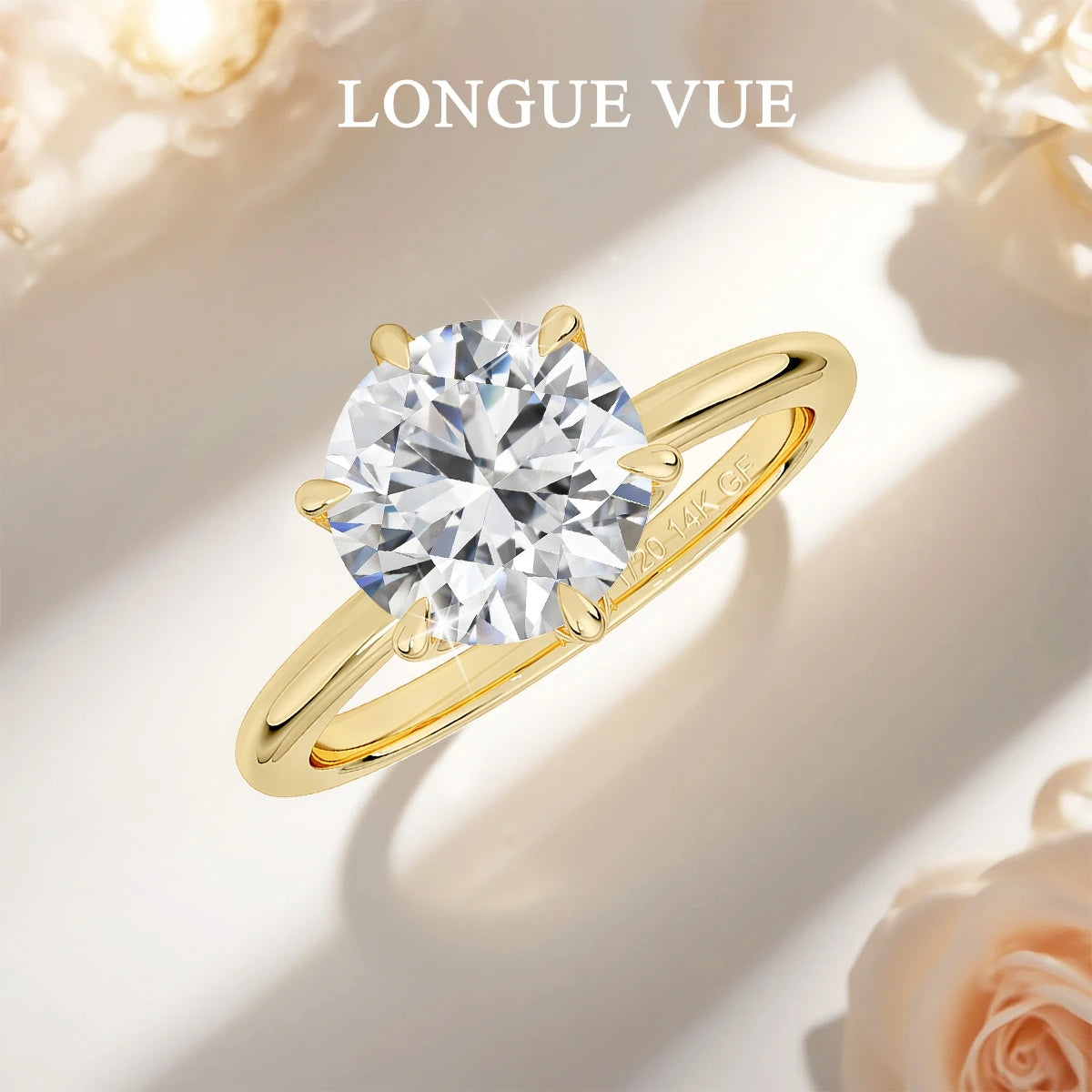 14K Gold Filled Wedding Band GRA Certified Moissanite Ring VVS1 Lab Diamond Solitaire Ring for Women Engagement Promise Jewelry