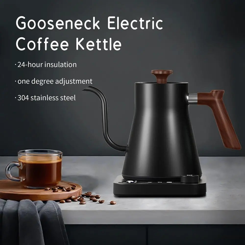 0.9L Electric Gooseneck Kettle with LCD Display, RealTime Temp Control Hot Water Boiler to Pour Over Coffee, Brew Tea, Switchab