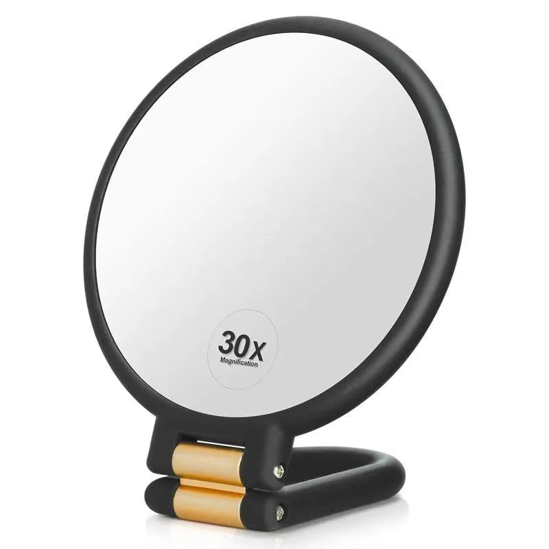 Beauty Hand Mirror, 30X Magnifying Mirror on Stand, Double Sided Magnifying Mirror with 30X/1X Magnification, 360°Adjustable Han