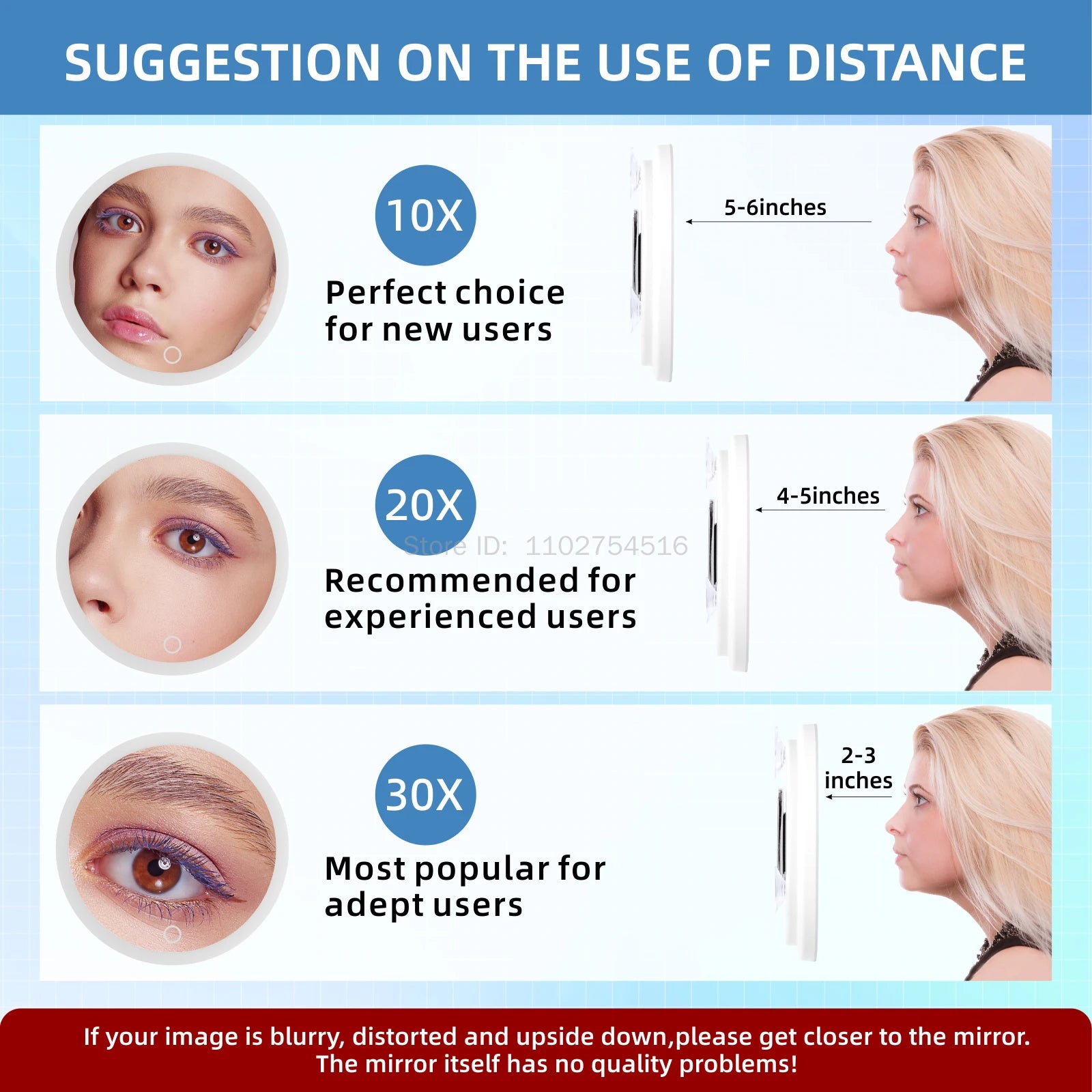 6 Inch Magnifying Mirror with Light 5-30X Portable Travel Magnified Mirror with 360 degrees Adjustable Stand and Suction Cup