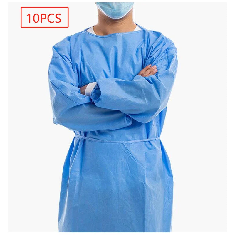 Disposable Non-Woven Protective hazardous Clothes Blue Thick Work Isolation Clothing Gown Dental Anti-oil Stain Nursing Gown