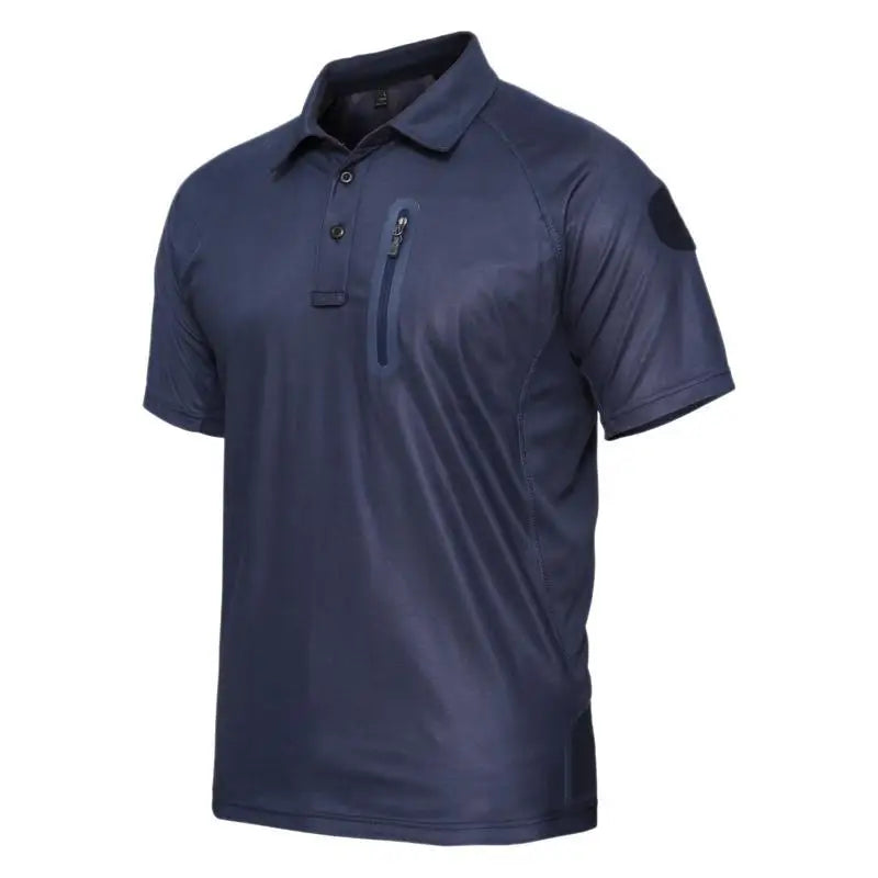 Men's Tactical T-Shirts Quick Dry Breathable Lightweight Short Sleeve with Zip Pocket Outdoor Hiking Combat Casual Sports Tops