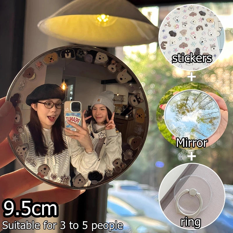Heart Convex Mirror Round Moon Shaped Mirrors Travel Photo Props Wide-angle Lens for Photography Portable Makeup Mirrors