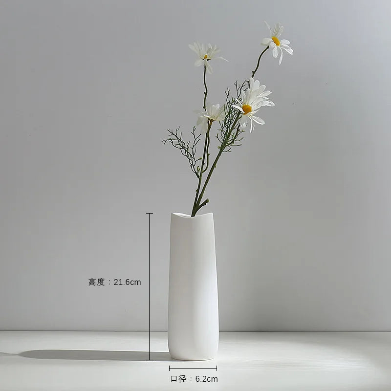 Literary White Fresh Dried Flower Vase Ceramic Hydroponic Flower Arrangement Device Starry Sky Living Room Modern Ornament Decor